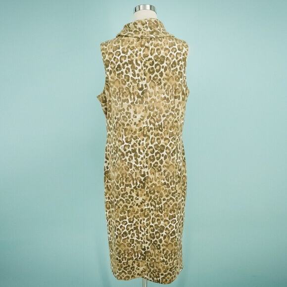J. McLaughlin Size XL Diaz Leopard Animal Cowl Neck Sleeveless Knit Dress - Picture 3 of 7